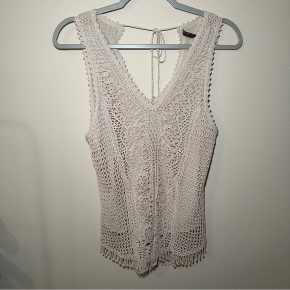 Cyrus Tan Crochet Vacation Resortwear Boho Top - Picture 2 of 16